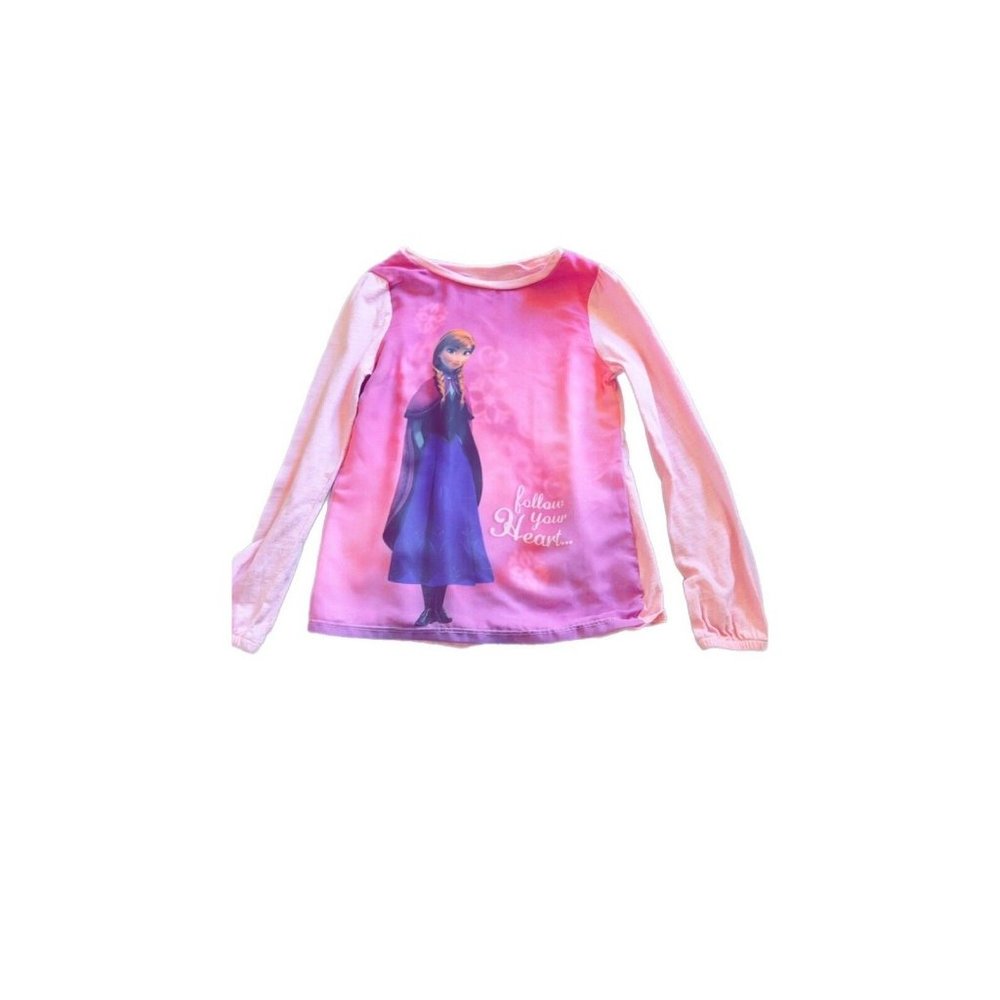 Disney Pink Frozen “Follow Your Heart” Long Sleeve Shirt Girls Size 5  Anna